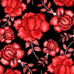 Möbelaufkleber Vintage watercolor seamless pattern with flowers for decoration design. Bright spring or summer fashion print. Vintage wedding decor. Textile design.  © Natallia Novik