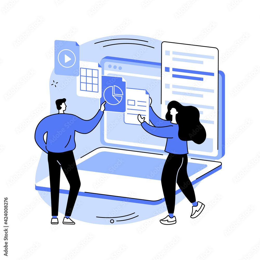 Poster document management soft abstract concept vector illustration.