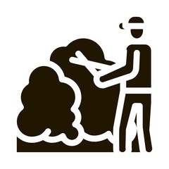 gardener with secateurs glyph icon vector. gardener with secateurs sign. isolated symbol illustration