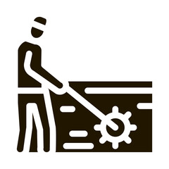 garden worker with tool glyph icon vector. garden worker with tool sign. isolated symbol illustration