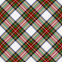 Classic tartan plaid pattern Stewart Dress #1. Multicolored pixel Christmas check graphic traditional graphic in black, red, green, yellow, off white for spring autumn winter paper or textile print.