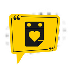 Black Doctor appointment icon isolated on white background. Calendar, planning board, agenda, consultation doctor. Yellow speech bubble symbol. Vector
