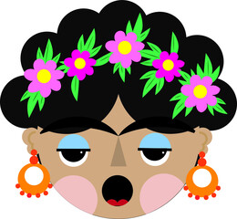 cute ilustration of a typic  mexican girl 