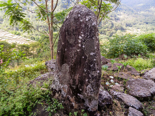 A stone monolith in a village in Nagaland