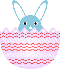 Easter bunny in decorated egg illustration