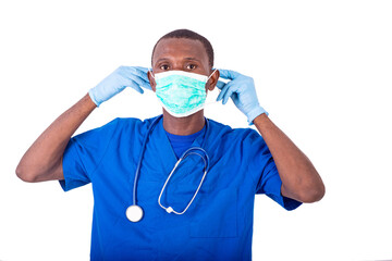 young male doctor wearing medical mask.