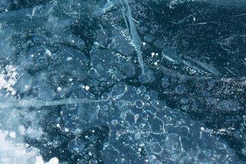 patterns in a frozen and transparent lake