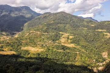 Green forested mountains in the village of Khonoma in Nagaland