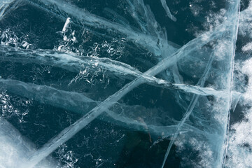 patterns in a frozen and transparent lake
