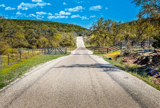 Empty road in the Texas hll country