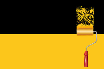 Painting apartment, building, facade, renovation with color paint.