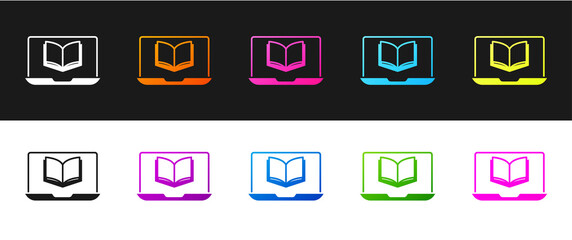Set Online class icon isolated on black and white background. Online education concept. Vector