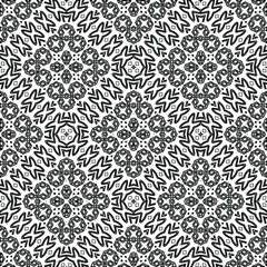 Geometric vector pattern with triangular elements. Seamless abstract ornament for wallpapers and backgrounds. Black and white colors. 