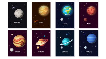 Set of banner templates Solar system planet.  © Roman