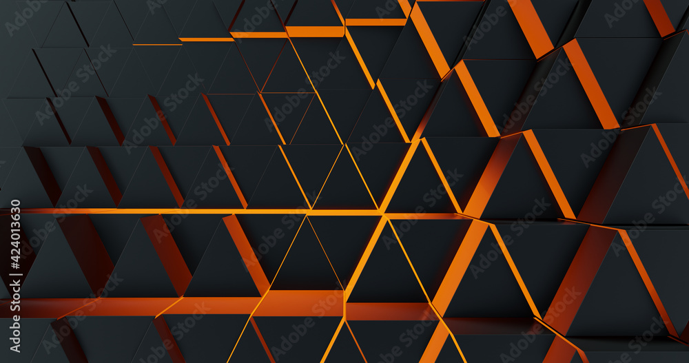 Aufkleber abstract background with triangles and orange red glow. metallic reflection style for business and c
