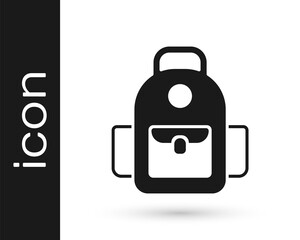 Black School backpack icon isolated on white background. Vector