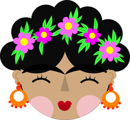 cute cartoon of mexican girl 