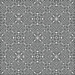 Geometric vector pattern with triangular elements. Seamless abstract ornament for wallpapers and backgrounds. Black and white colors. 