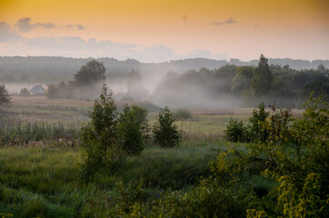 Fog, sunrise, bow