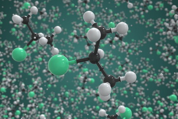 2-bromopropane molecule, ball-and-stick molecular conceptual model. Scientific 3d rendering