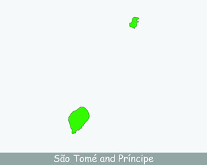 São Tomé and Príncipe Flag Map. Map of the Democratic Republic of Sao Tome and Principe with the Santomean national flag isolated on a white background. Vector Illustration.