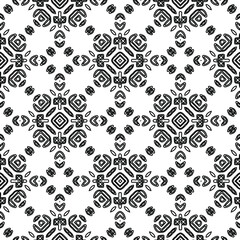 Geometric vector pattern with triangular elements. Seamless abstract ornament for wallpapers and backgrounds. Black and white colors. 
