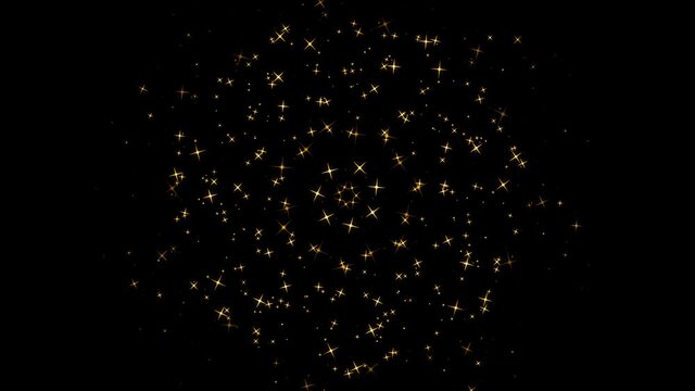 Particle gold dust flickering on black background. Abstract Footage background for your logo or text . Gold Dust Waves. Gold Particles Moving Background. Particle from below. 