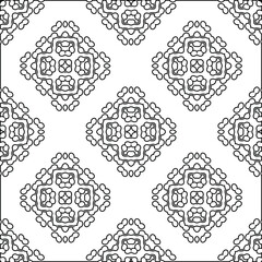 Fototapeta premium Geometric vector pattern with triangular elements. Seamless abstract ornament for wallpapers and backgrounds. Black and white colors. 