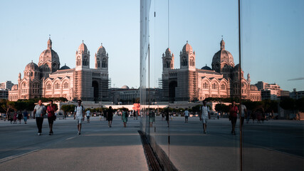 Reflection of cathedral La Major, Marseille