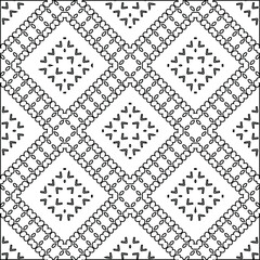 Geometric vector pattern with triangular elements. Seamless abstract ornament for wallpapers and backgrounds. Black and white colors. 