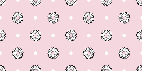 Polka floral daisy vector repeat background