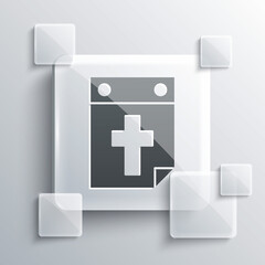 Fototapeta premium Grey Calendar death icon isolated on grey background. Square glass panels. Vector