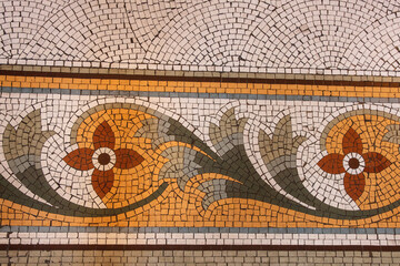 Details of decorative floor of the interior of a church