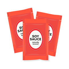 Soy Sauce Packet, Soy Sauce Seasoning, Asian Food Season, Red Soy Sauce, Naturally Brewed Soy Sauce, Vector Illustration Background	