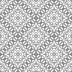 Geometric vector pattern with triangular elements. Seamless abstract ornament for wallpapers and backgrounds. Black and white colors. 