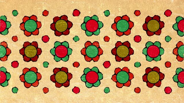 Retro flowers illustration looping animation. 4K.  レトロな花のループアニメーション　4K 