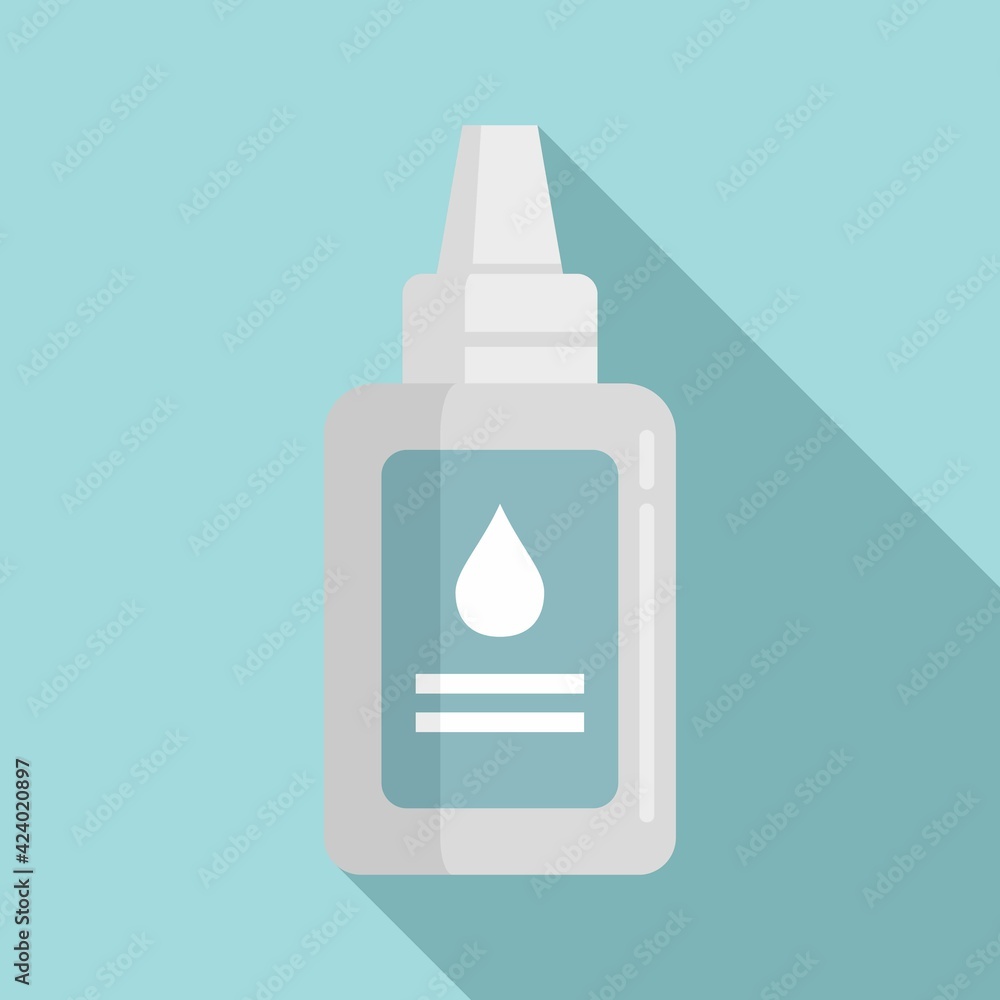 Sticker Antiseptic dropper icon, flat style