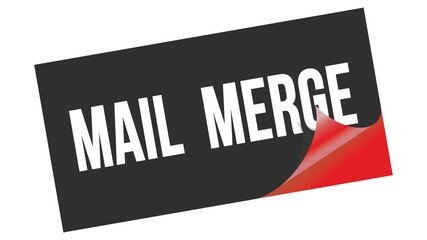Obraz premium MAIL MERGE text on black red sticker stamp.