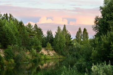 sunset over the river