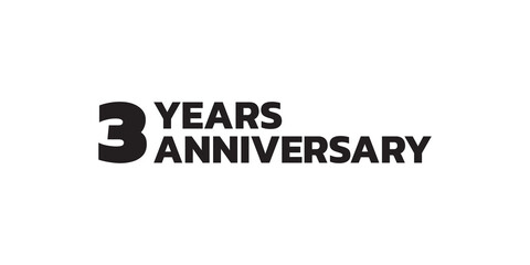 3 year anniversary logo design. Third birthday celebration icon or badge. Vector illustration.