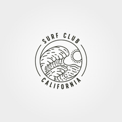 ocean wave surf line logo vector symbol illustration design, california beach template design