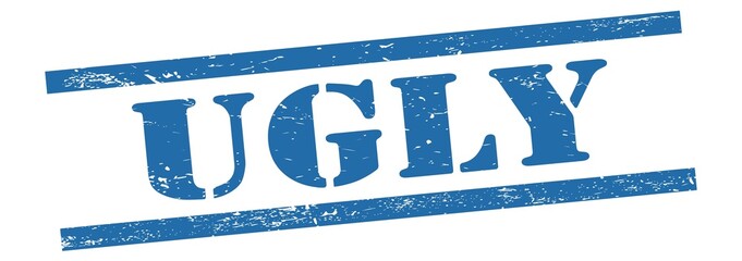 UGLY text on blue grungy lines stamp.