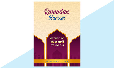 Trend Style Ramadan Kareem invitation flyer  for iftar and seminar party celebration poster template design