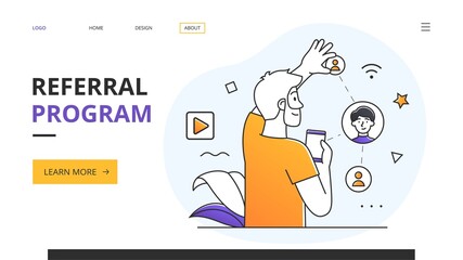 Referral Program awards and online marketing concept