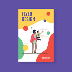 Young father holding child with mobile phone. Selfie, kid, smartphone flat vector illustration. Family and digital technology concept for banner, website design or landing web page