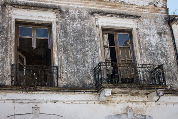 Old colonial architecture at the Uruguay's coast window and balcony