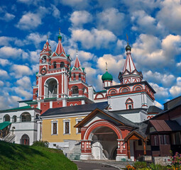 Fototapeta na wymiar View of internal court in Savvino - Storozhevsky monastery, city of Zvenigorod, Russia