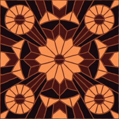 Brown vintage mosaic pattern. Seamless antique ceramic tile
