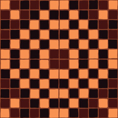 Brown vintage mosaic pattern. Seamless antique ceramic tile