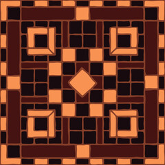 Brown vintage mosaic pattern. Seamless antique ceramic tile